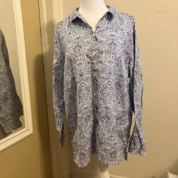 J. Jill Blue Linen Button Down Shirt - Picture 5 of 6